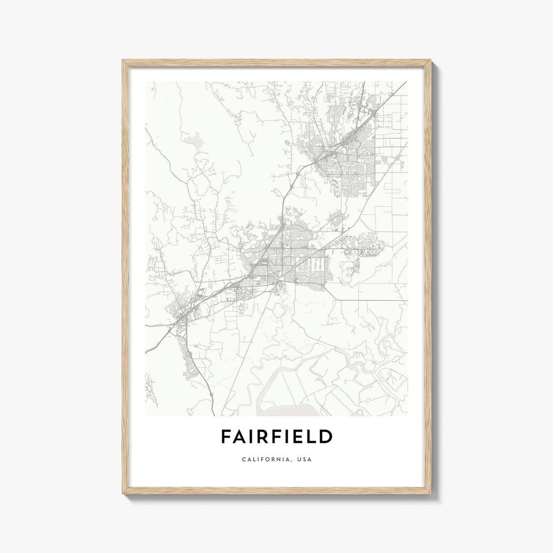 Fairfield California USA Minimalist City Map Line Art Poster