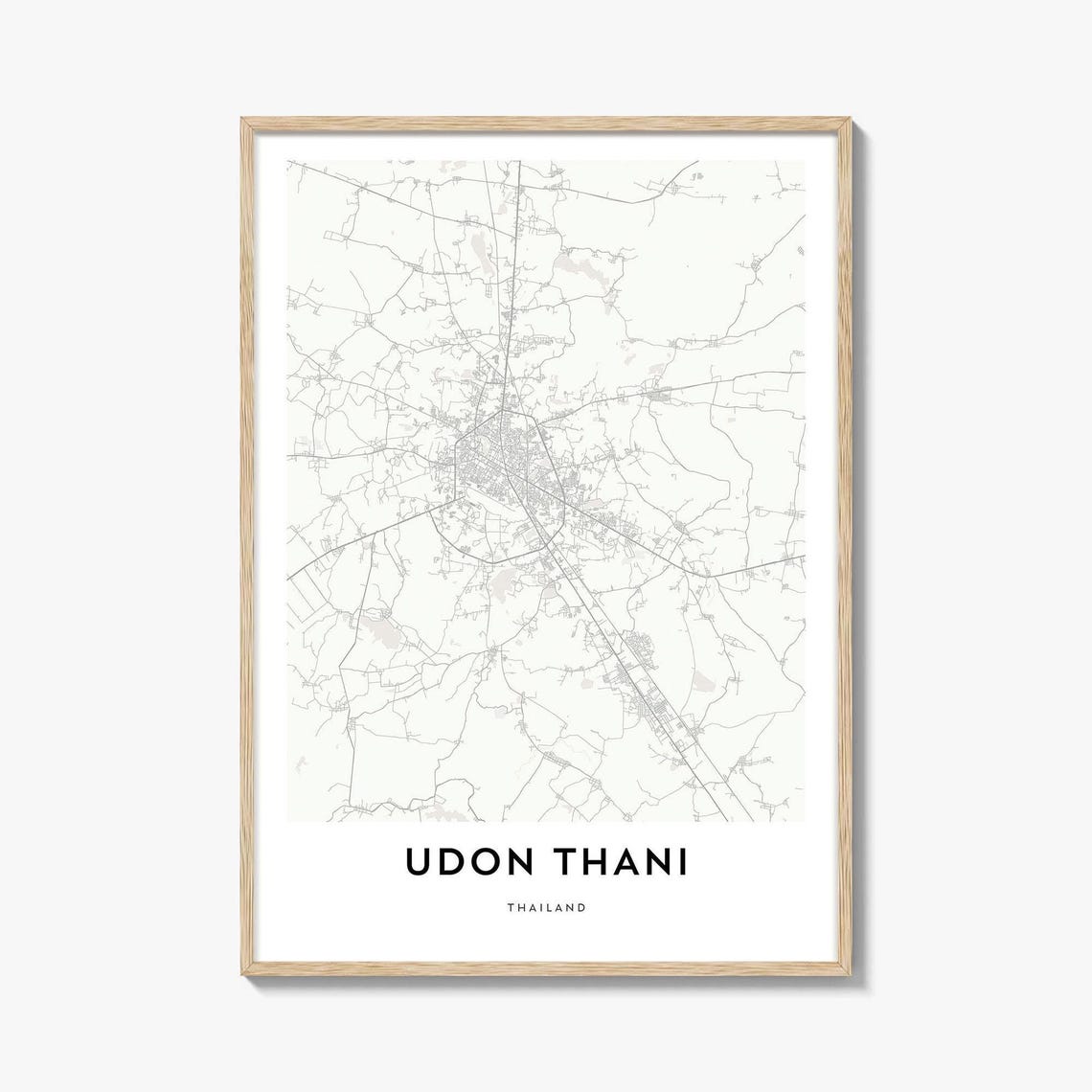 Udon Thani Thailand Minimalist Street Map Modern Decor Poster