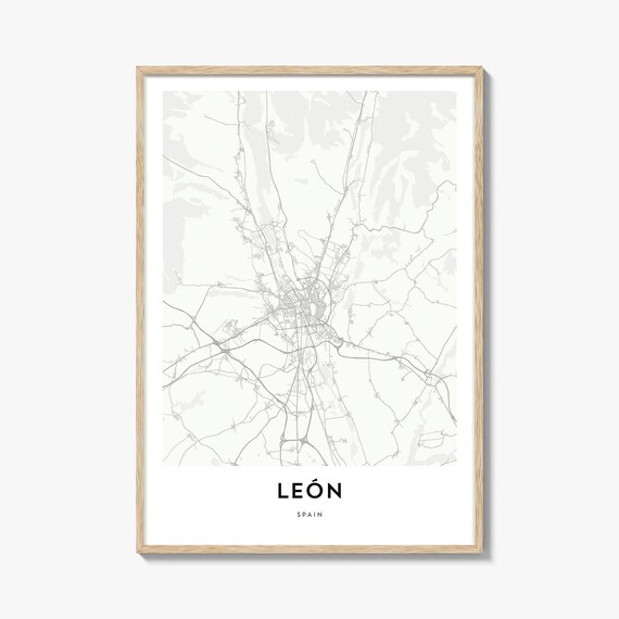 Leon Spain Minimalist Street Map Modern Line Art City Poster