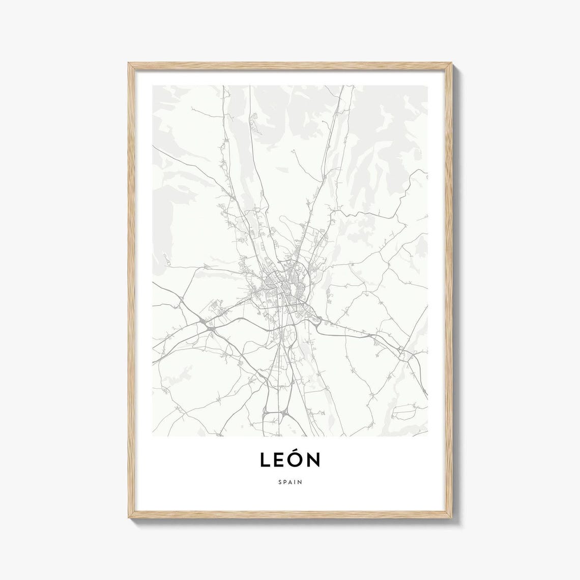 Leon Spain Minimalist Street Map Modern Line Art City Poster
