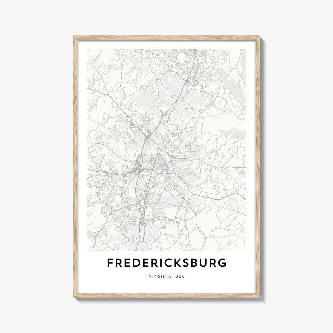 Fredericksburg Virginia USA Minimalist City Map Wall Decor Poster