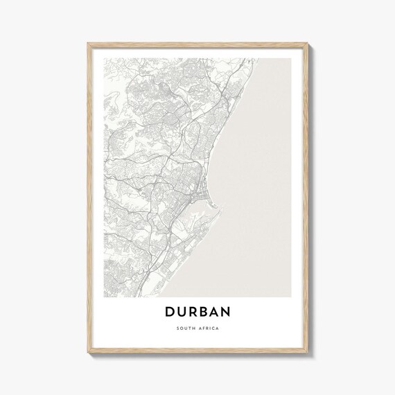 Durban South Africa Minimalist Beige City Street Map Travel Gift Poster