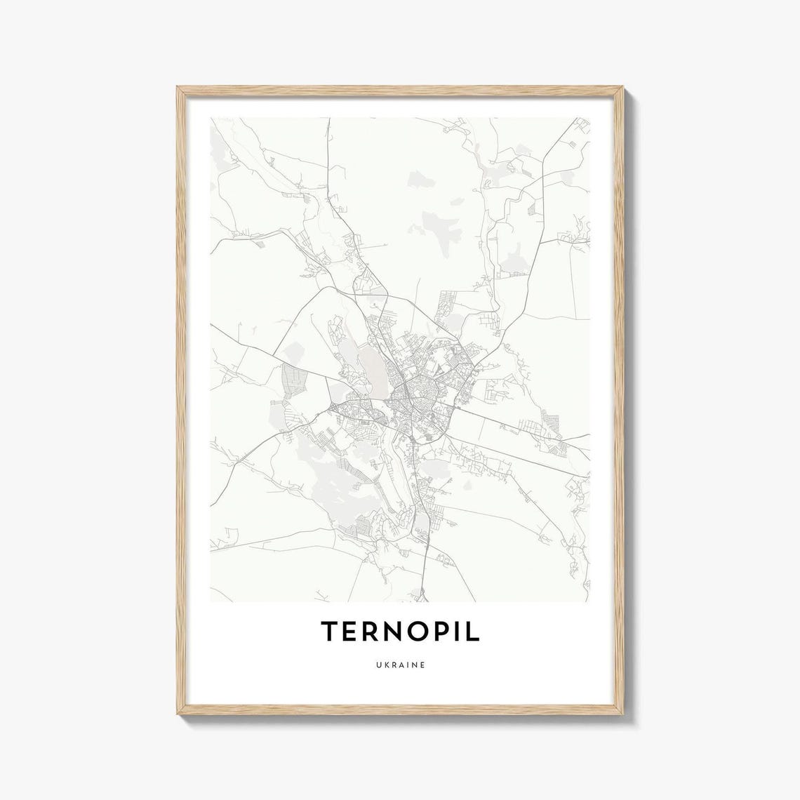 Ternopil Ukraine Minimalist City Street Map Poster Gift Artwork