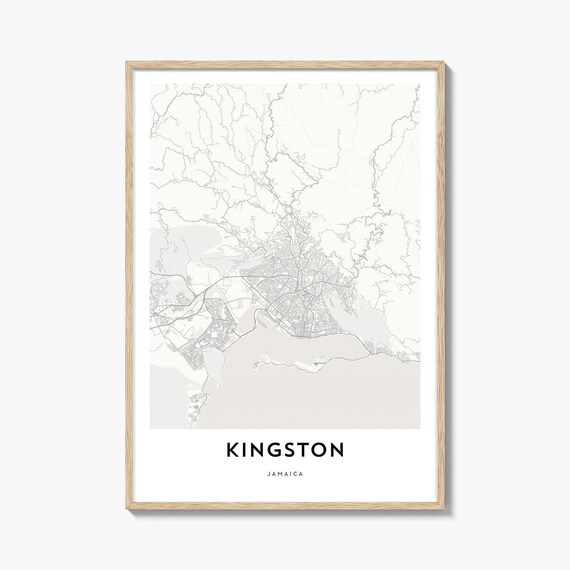 Kingston Jamaica Minimalist City Street Map Art Poster in Gray