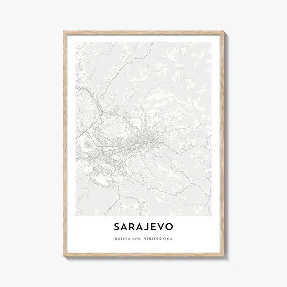 Sarajevo Bosnia and Herzegovina Minimalist Street Map Poster