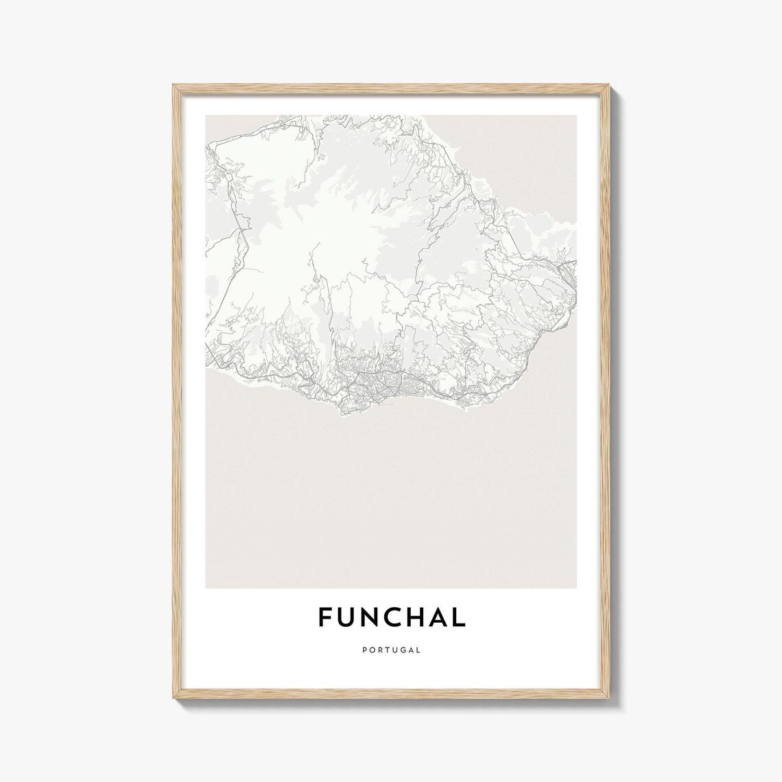 Funchal Madeira Portugal Minimalist City Map Line Art Travel Poster