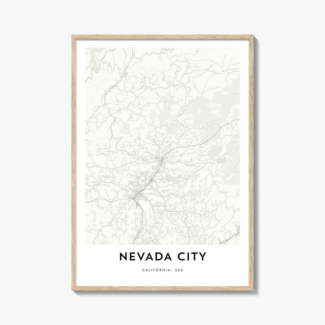 Nevada City California USA City Map Minimalist Line Art Map Poster