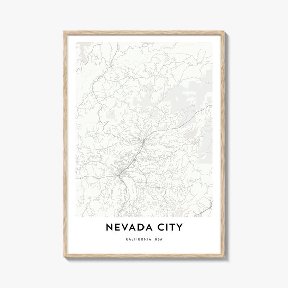 Nevada City California USA City Map Minimalist Line Art Map Poster