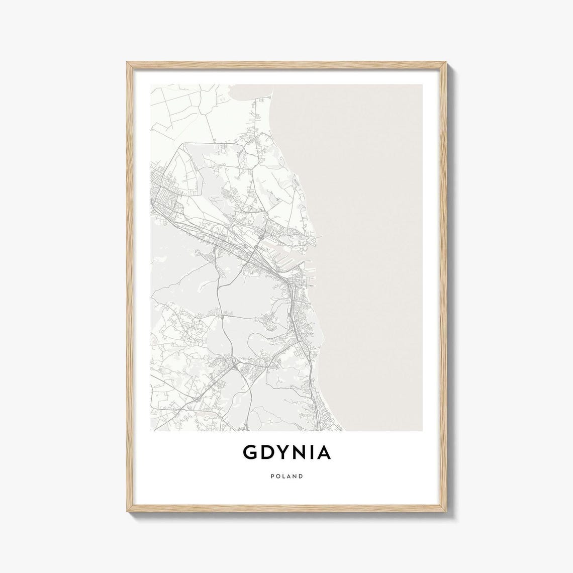 Gdynia Poland Minimalist Street Map Baltic Coast Line Art Poster