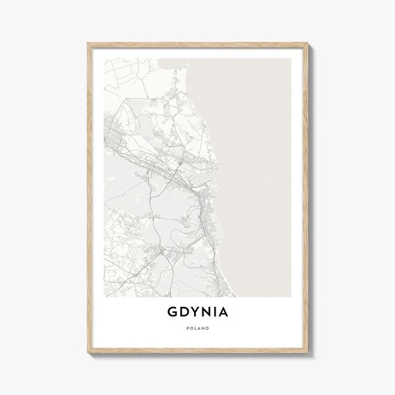 Gdynia Poland Minimalist Street Map Baltic Coast Line Art Poster