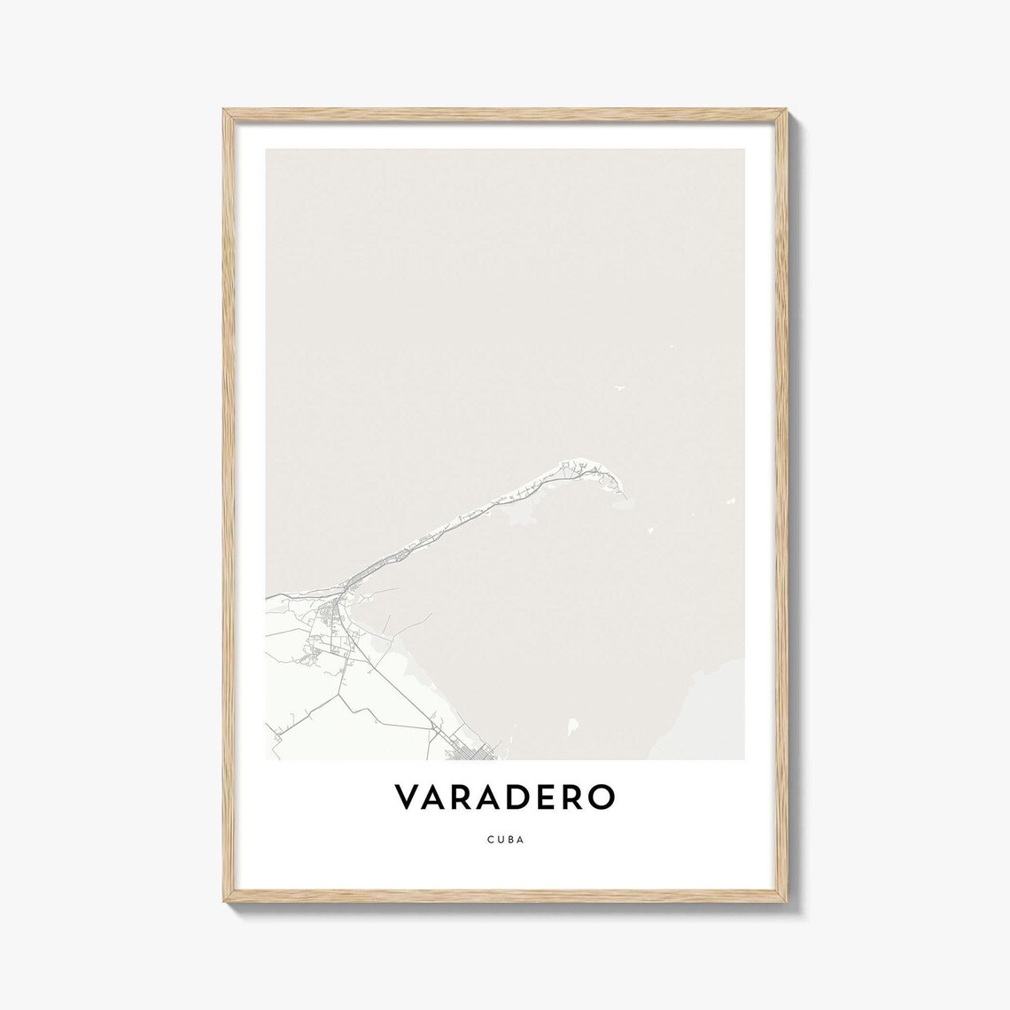 Varadero Cuba Minimalist Street Map Caribbean Peninsula Poster