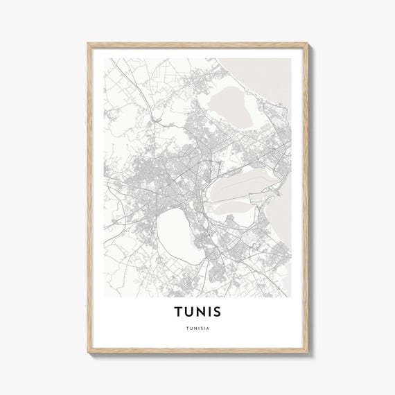 Map Of Tunis Travel Poster, Tunisia City Artwork