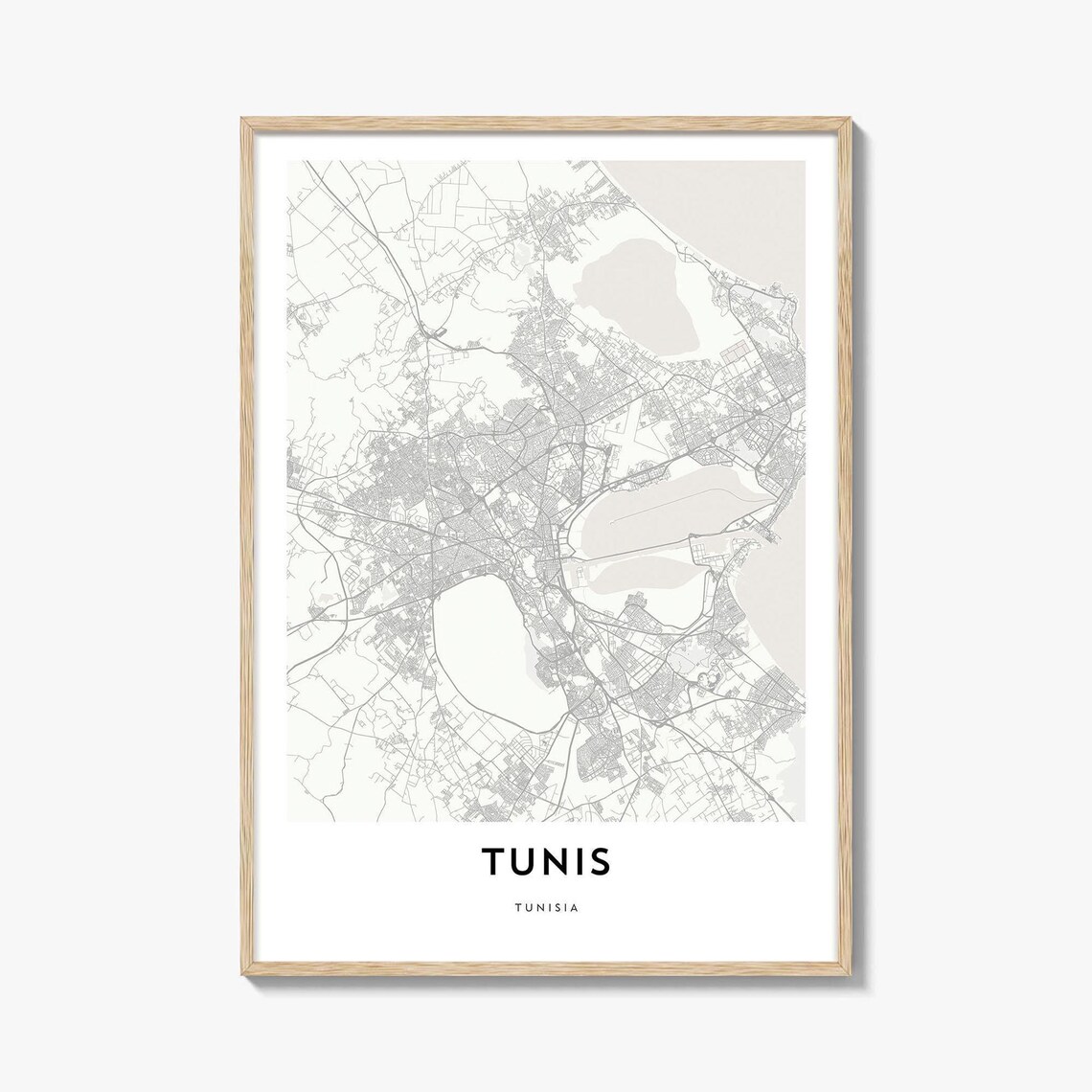 Map Of Tunis Travel Poster, Tunisia City Artwork