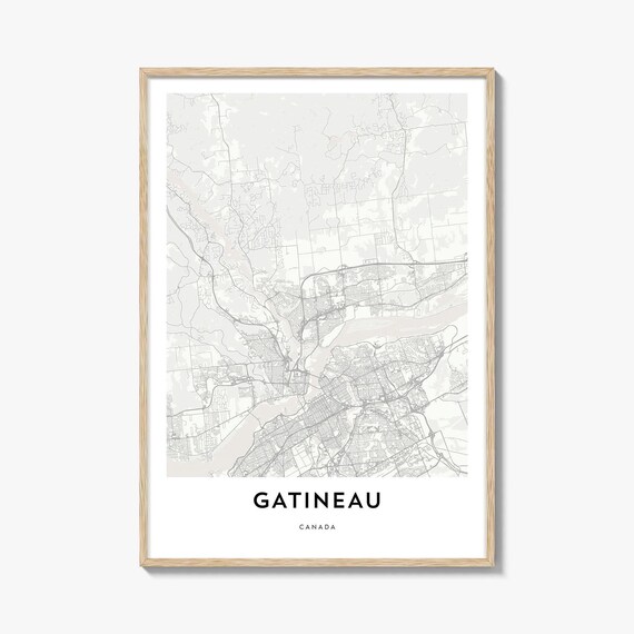 Gatineau Canada Minimalist Black and White City Map Art Poster