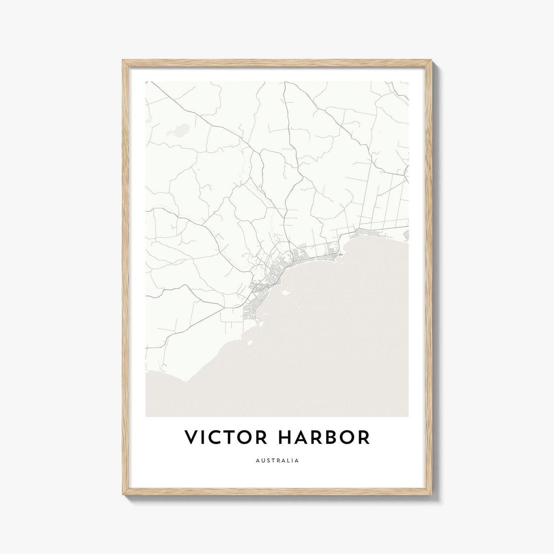 Victor Harbor Australia Coastal City Map Minimalist Line Art Poster