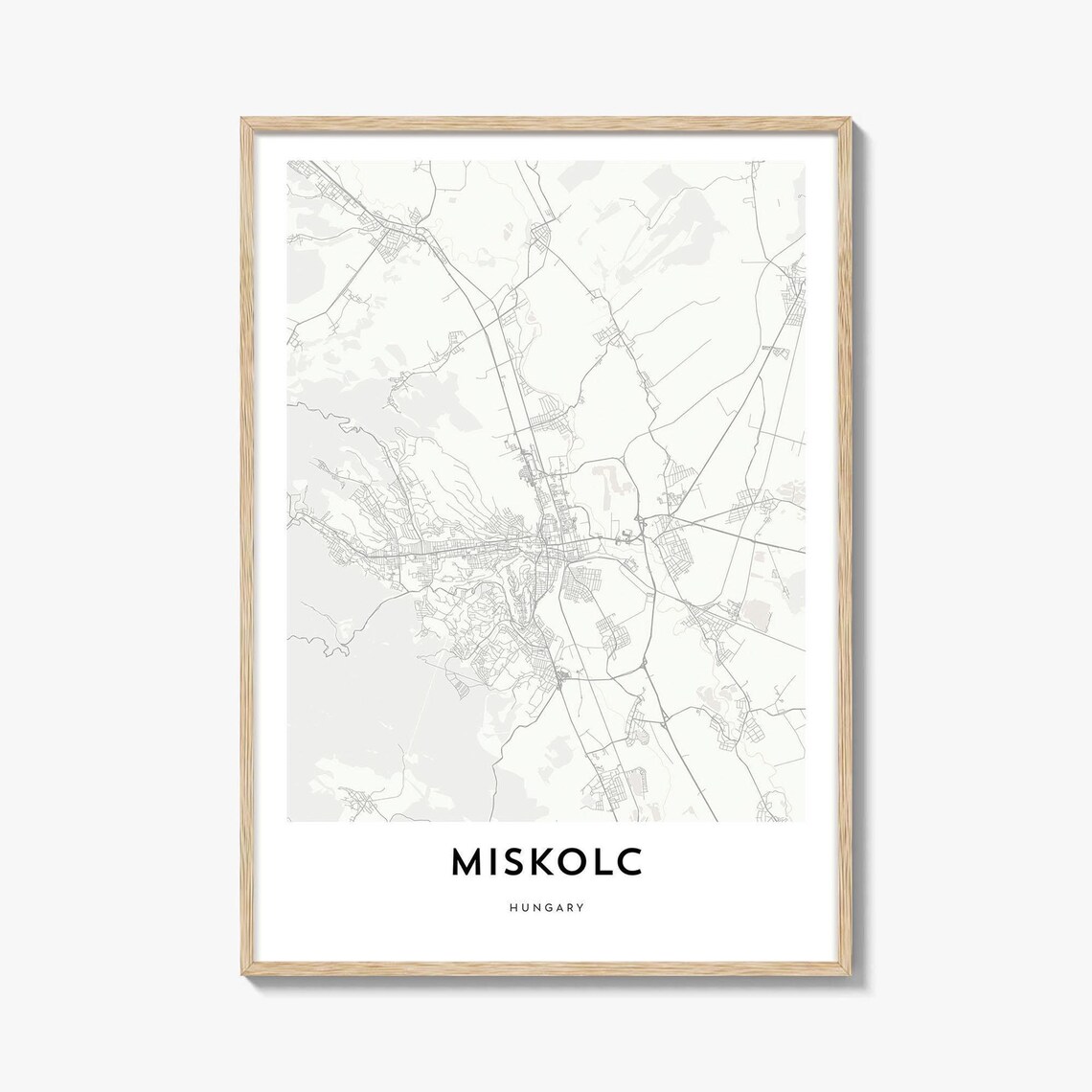 Miskolc Hungary Minimalist City Map Street Art Travel Wall Print