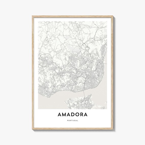 Amadora Portugal Minimalist Street Map Lisbon Suburb Cartography Poster
