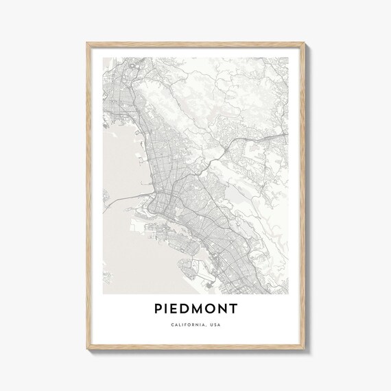 Piedmont California USA Minimalist City Street Map Elegant Poster