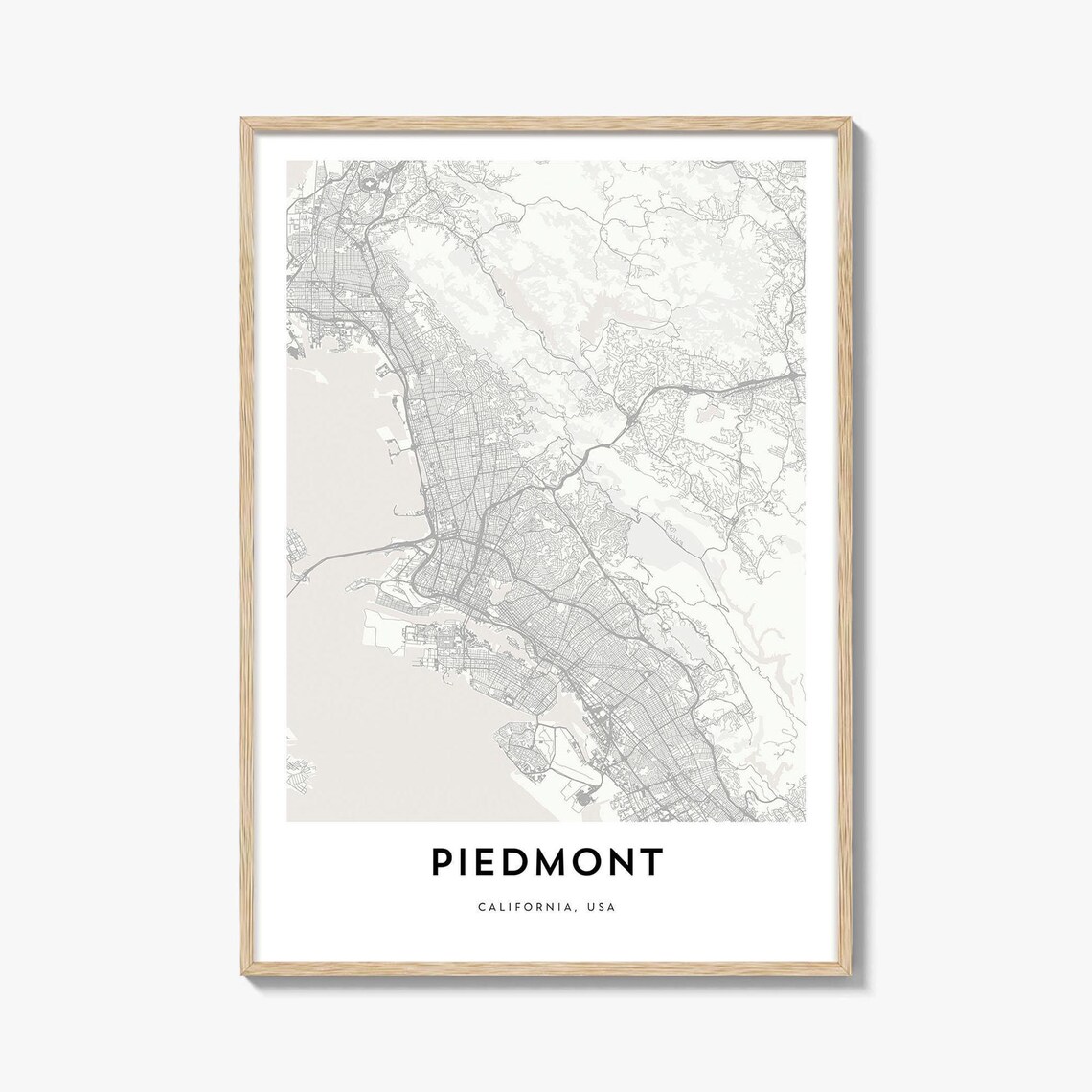 Piedmont California USA Minimalist City Street Map Elegant Poster