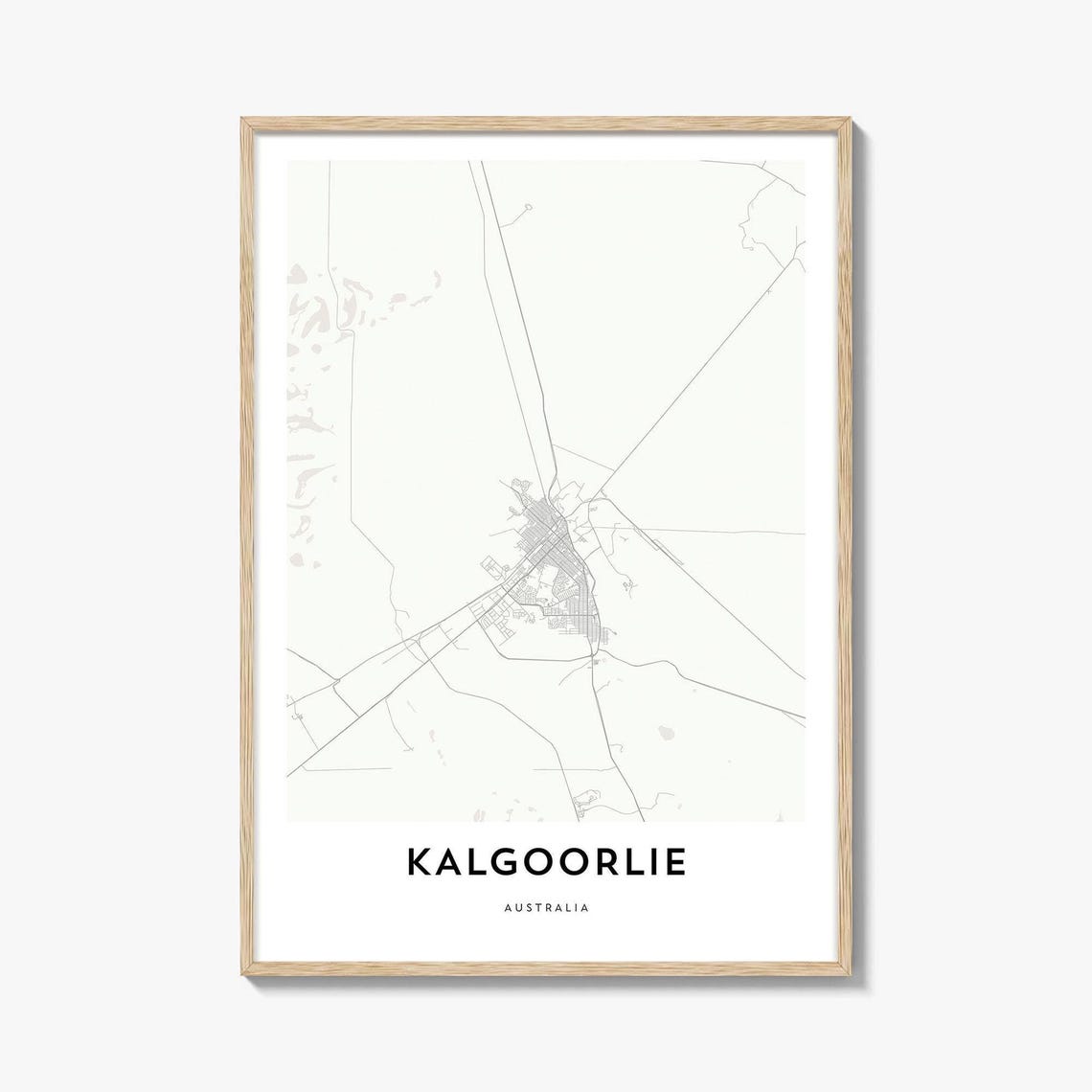 Kalgoorlie Australia Minimalist Desert Town Map Travel Wall Poster