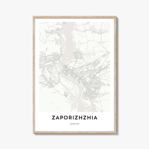 Zaporizhzhia Ukraine Minimalist Street Map With Dnipro River Poster
