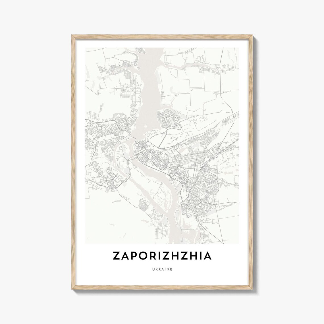 Zaporizhzhia Ukraine Minimalist Street Map With Dnipro River Poster