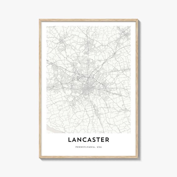 Lancaster Pennsylvania Minimalist Street Map Poster Home Decor