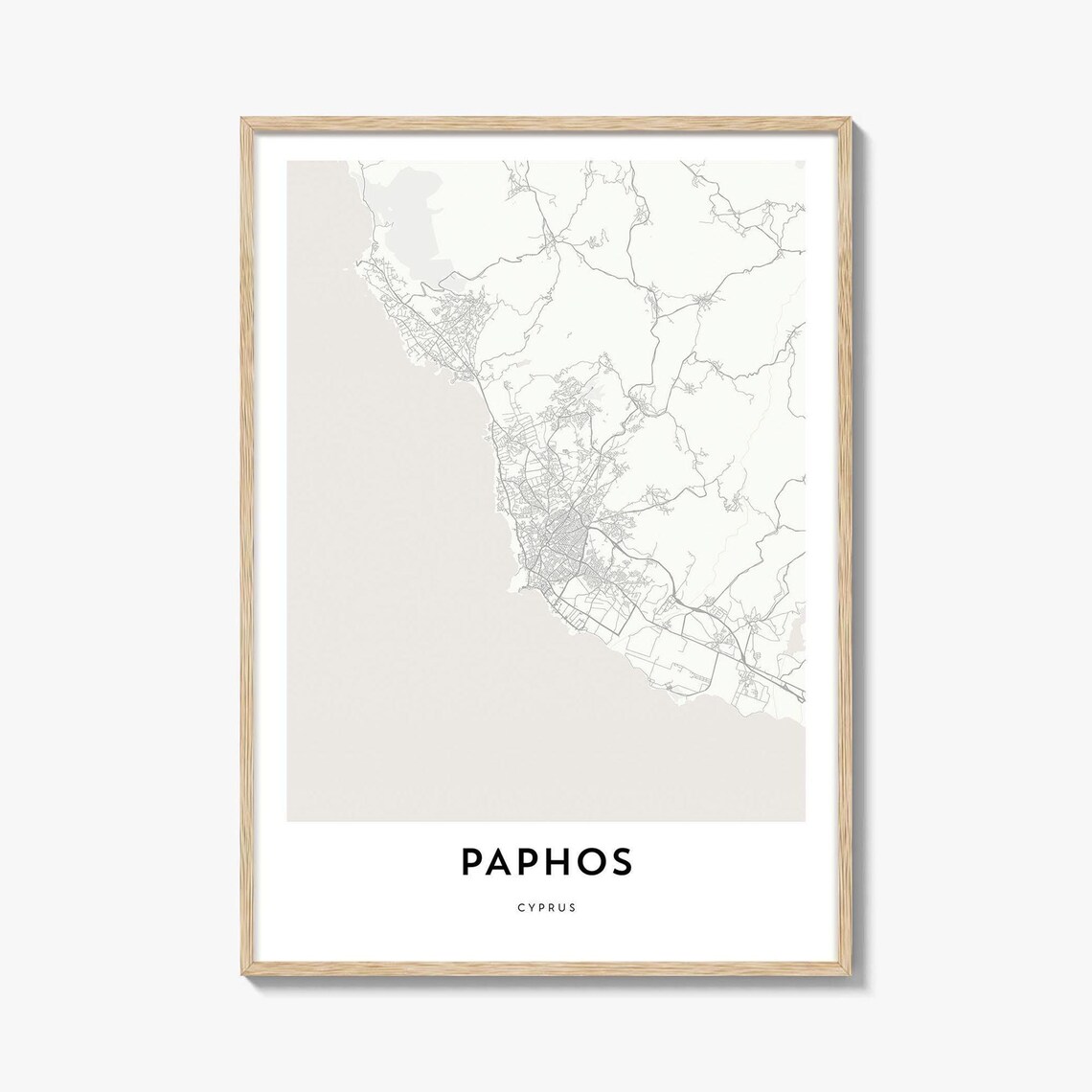 Paphos Cyprus Coastal City Map Minimalist Seaside Scenic Poster