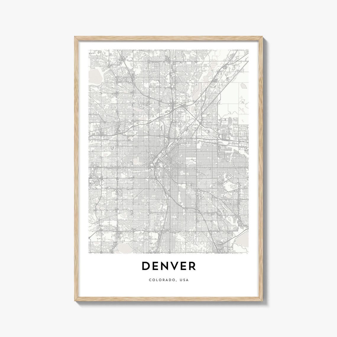 Denver Colorado USA Modern City Map Minimalist Street Plan Poster