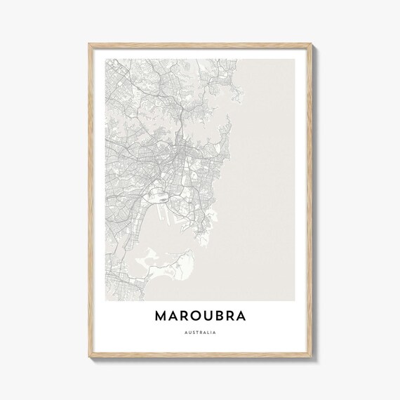Maroubra Australia Minimalist Beachside City Map Travel Poster