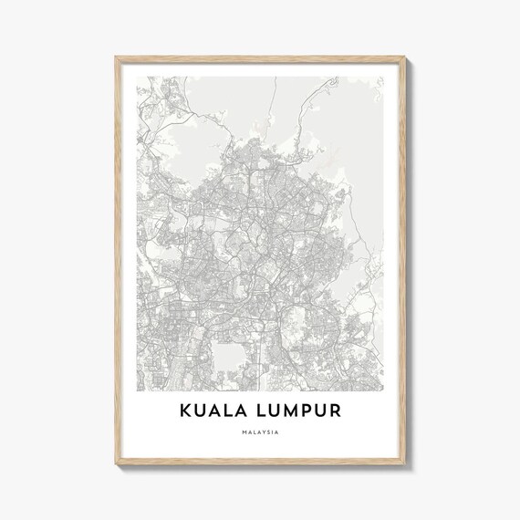 Kuala Lumpur Malaysia City Street Map Minimalist Black And White Poster