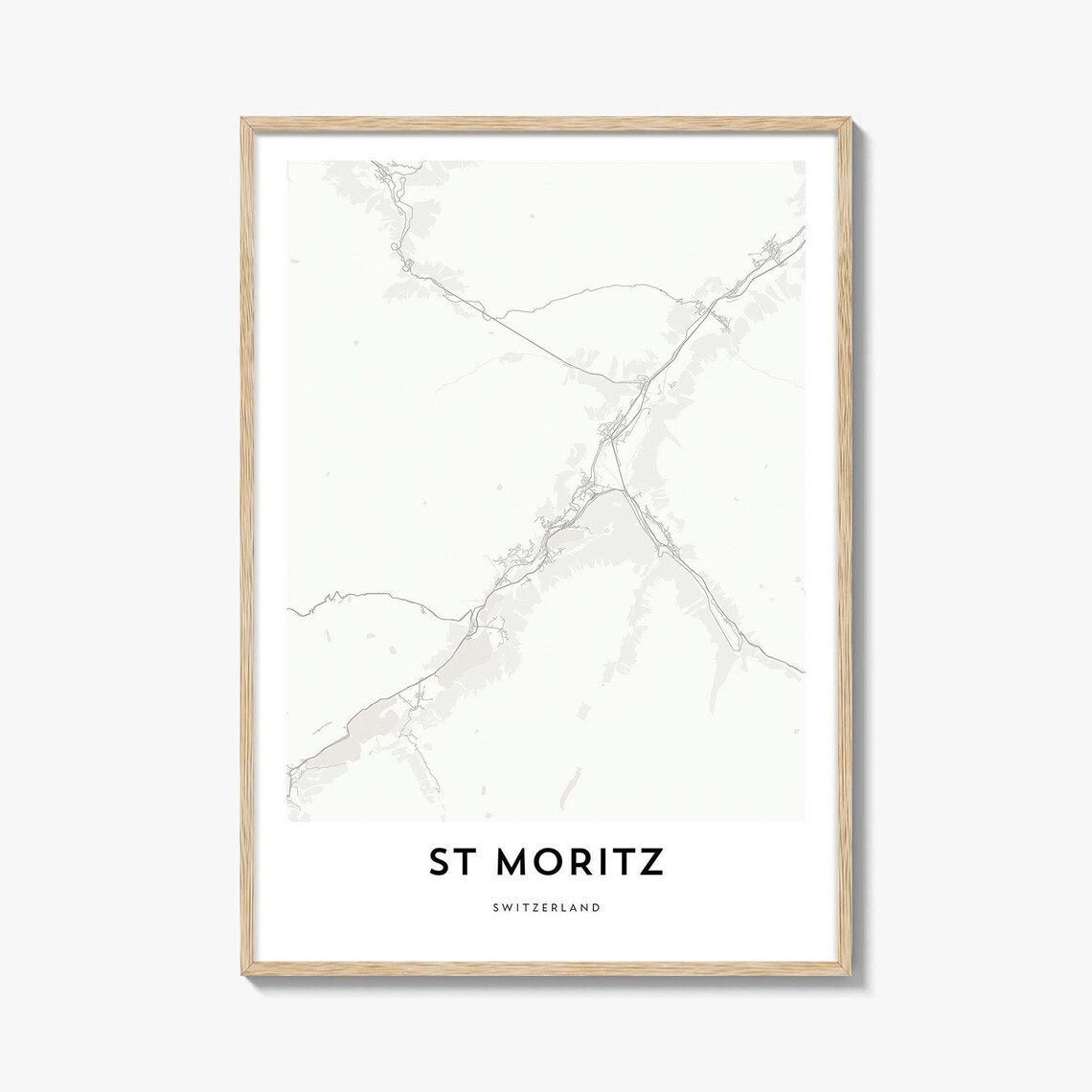 St Moritz Switzerland Minimalist Alpine Map Art Gift Travel Poster