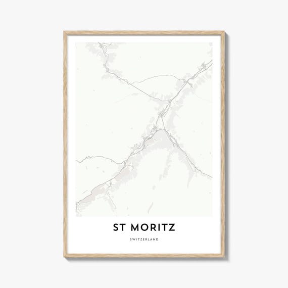 Map Of St Moritz Print Gift Poster City Artwork For Home Office Switzerland