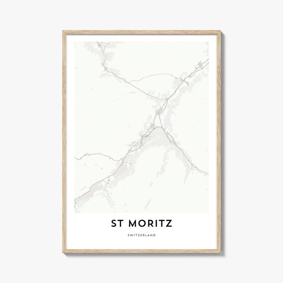 St Moritz Switzerland Minimalist Alpine Map Art Gift Travel Poster