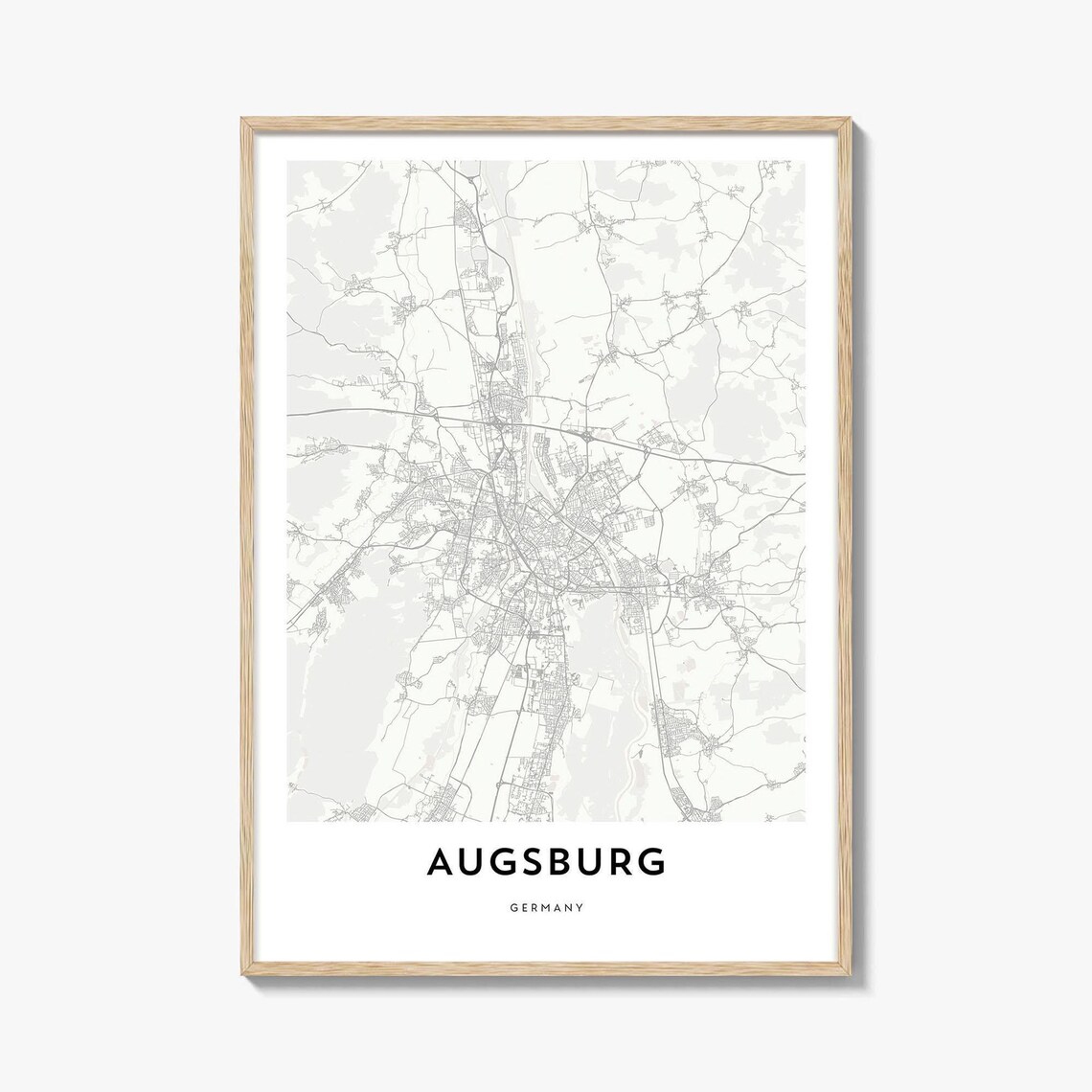 Augsburg Germany Minimalist City Map Poster Gift Home Office Decor