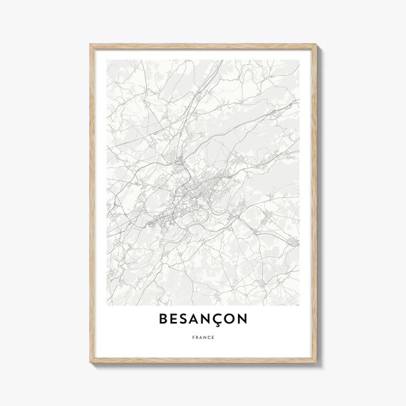 Besancon France Minimalist City Street Map Black White Gift Poster