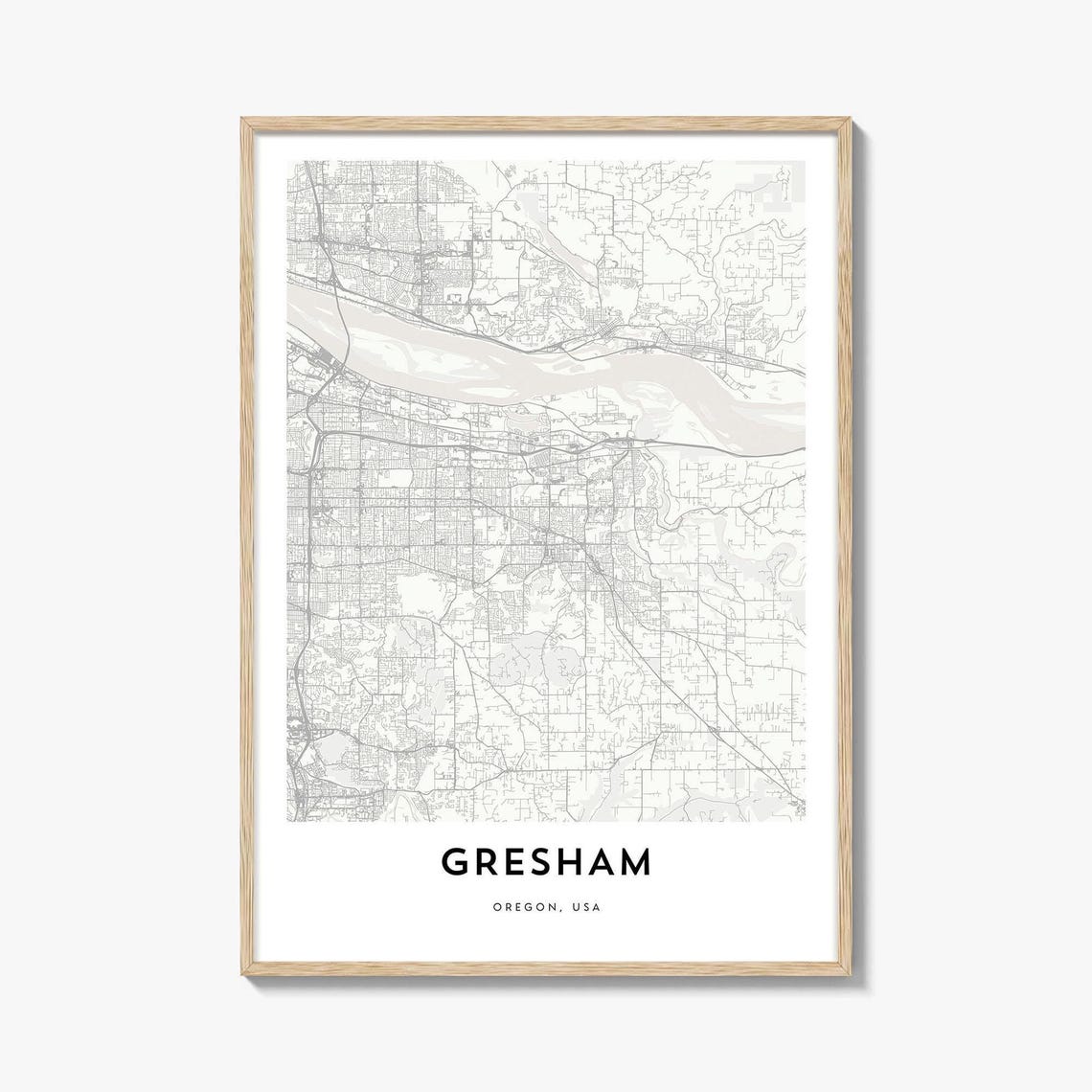 Gresham Oregon USA Minimalist City Street Map Wall Decor Poster