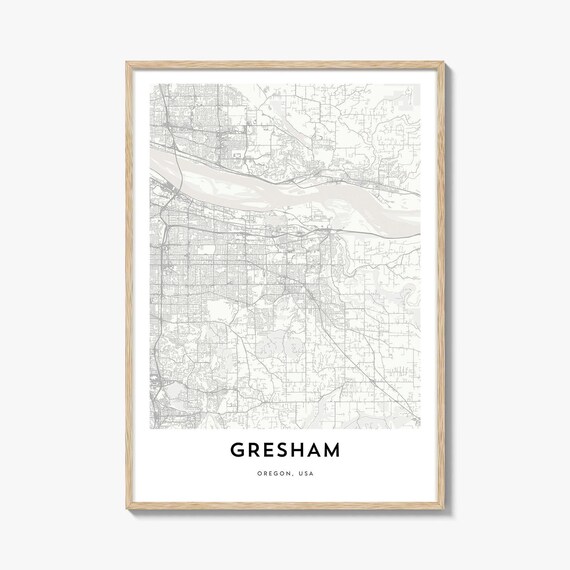 Gresham Oregon USA Minimalist City Street Map Wall Decor Poster