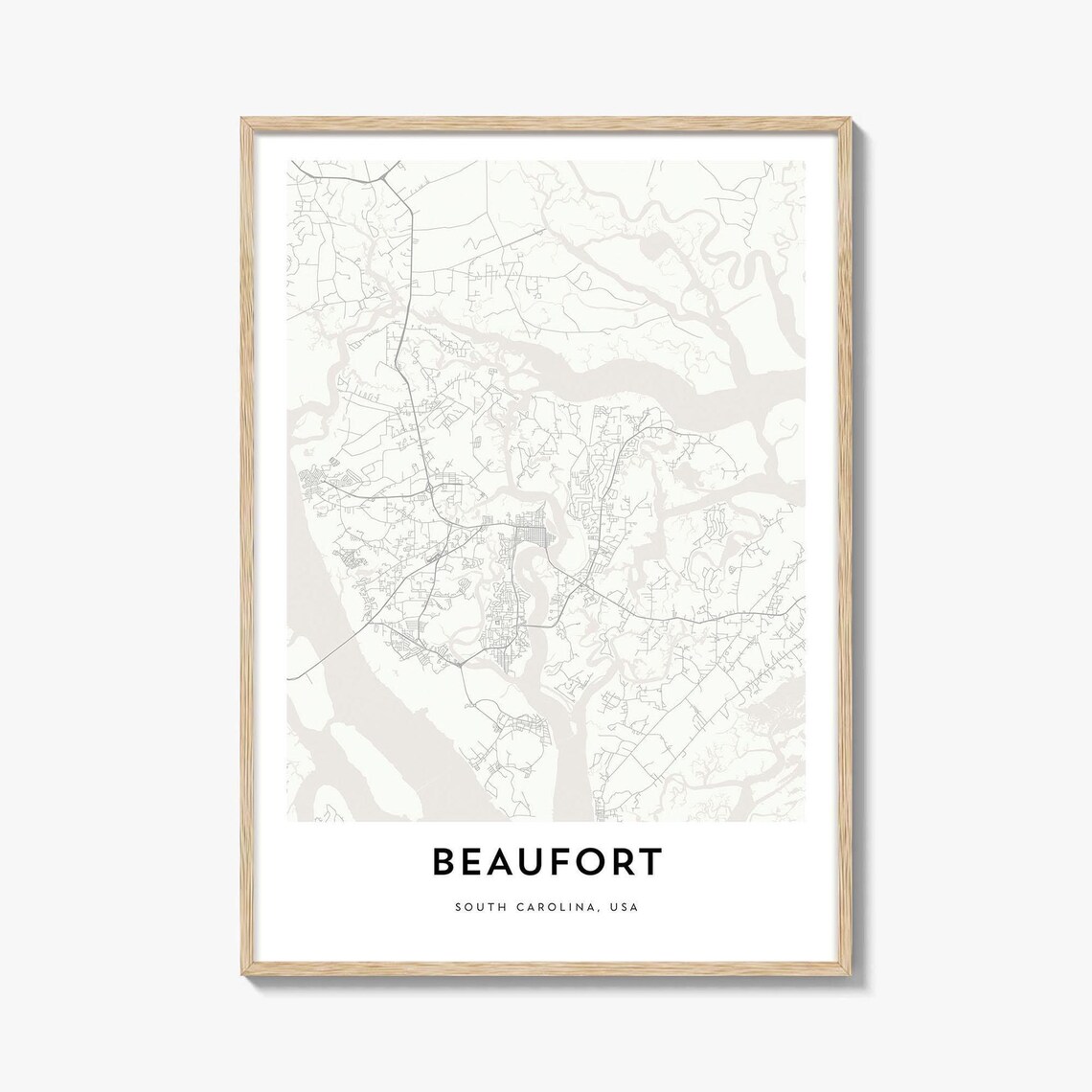 Beaufort South Carolina Minimalist City Street Map Line Art Poster