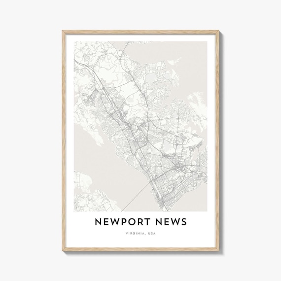 Minimalist Newport News Virginia Street Map City Line Art Wall Print