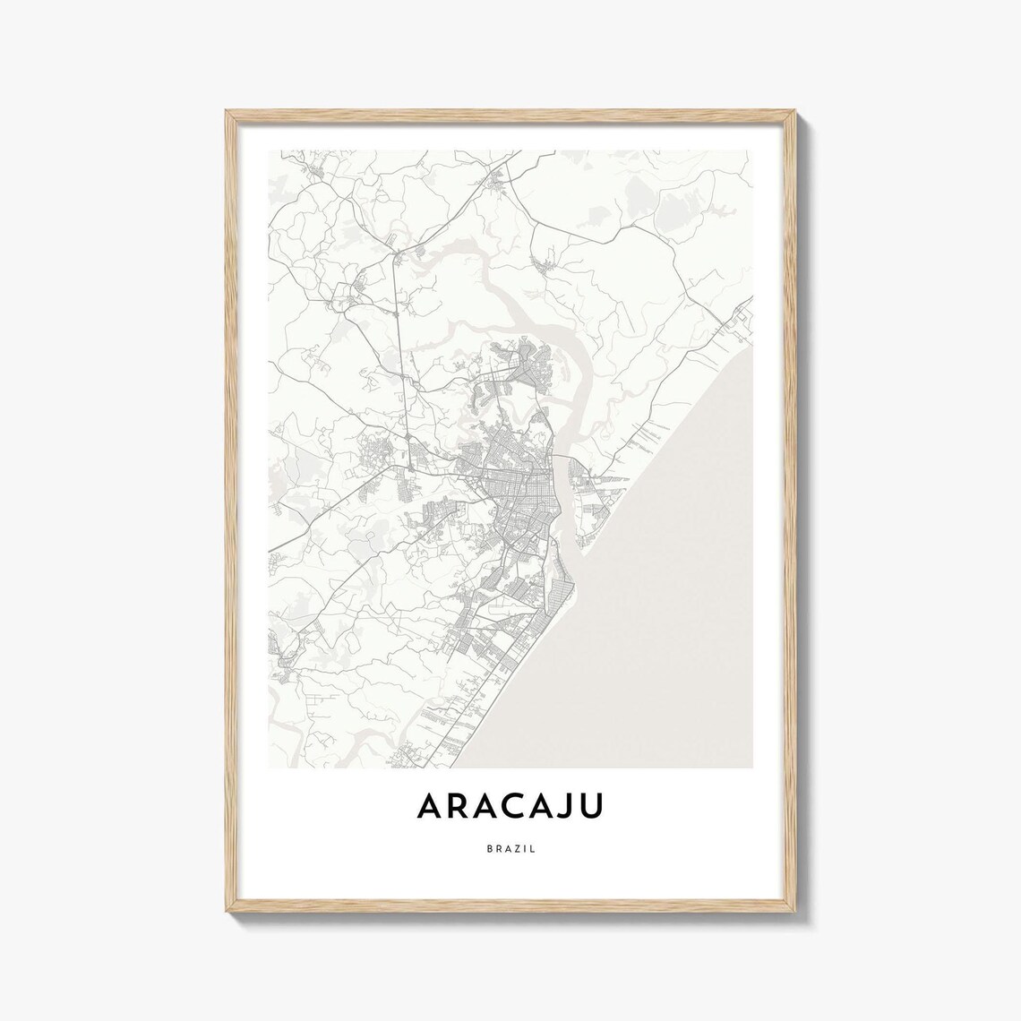Aracaju Brazil Minimalist Coastal City Street Map Modern Poster