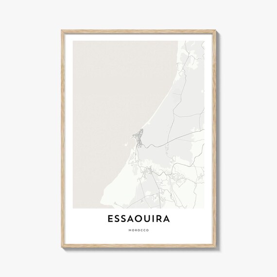 Essaouira Morocco Minimalist Beige Coastal City Street Map Gift Poster
