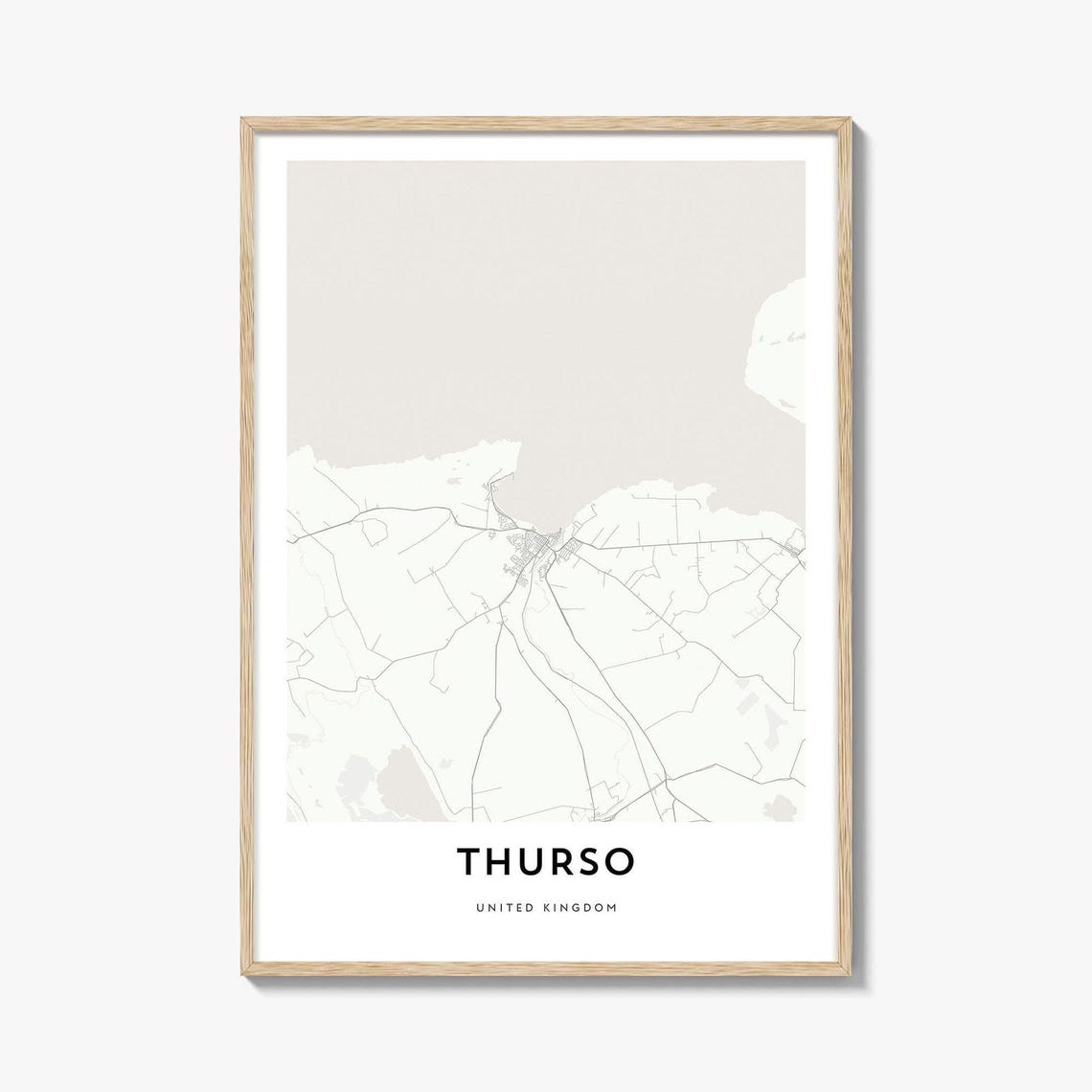 Thurso Scotland UK Far North Coast Minimalist Street Map Poster