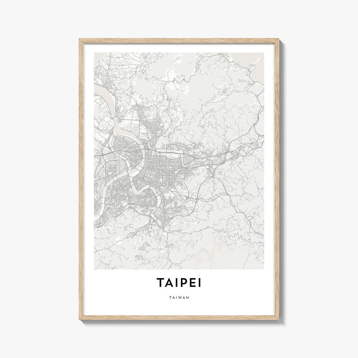 Taipei Taiwan City Map Minimalist Line Art Poster for Home Office