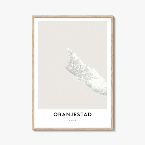 Oranjestad Aruba City Street Map Minimalist Island Line Art Poster