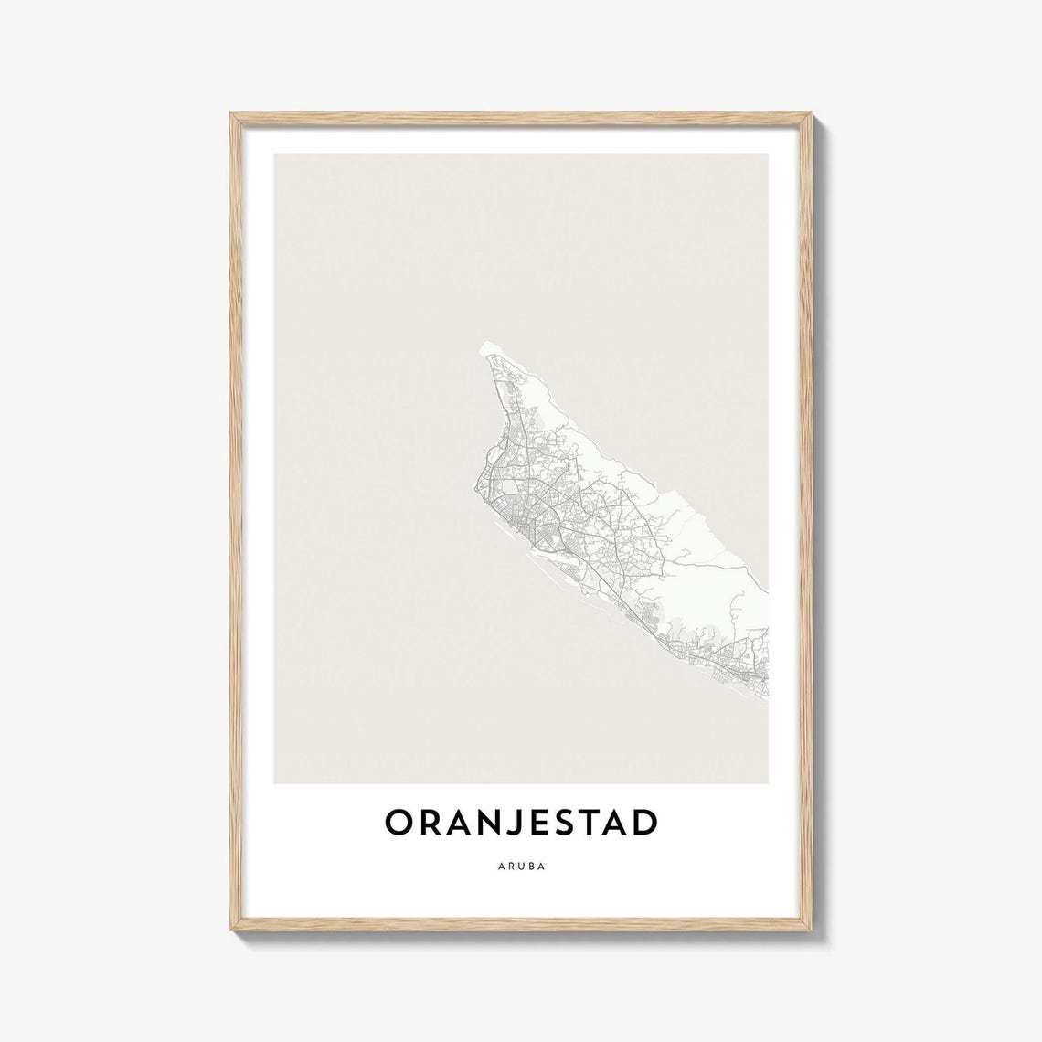Oranjestad Aruba City Street Map Minimalist Island Line Art Poster