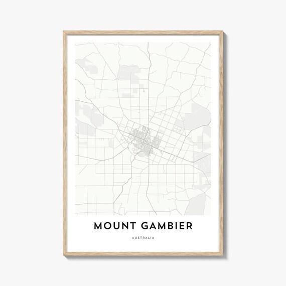 Mount Gambier Australia Minimalist City Street Map Travel Poster