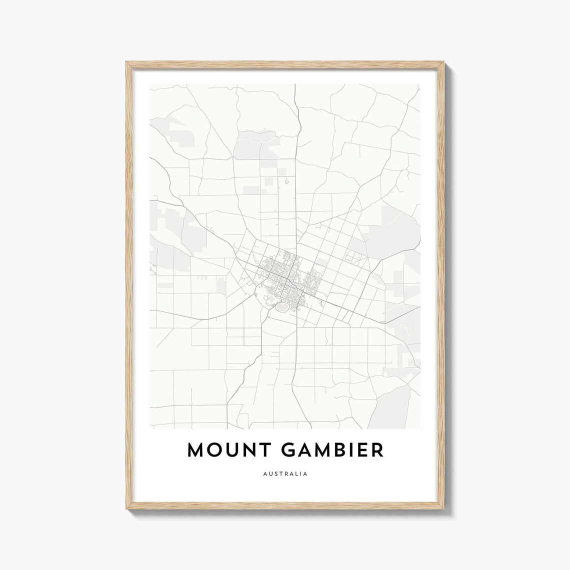 Mount Gambier Australia Minimalist City Street Map Travel Poster