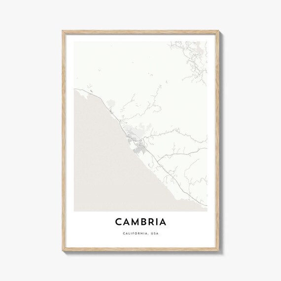 Cambria California Minimalist Coastal City Map Line Art Poster