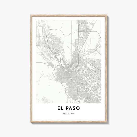 El Paso Texas USA Minimalist Street Map Border City Line Art Wall Poster